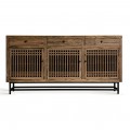 Luxusný orientálny svetlo hnedý drevený príborník Verdy s mrežovanými dvierkami a tromi zásuvkami 180 cm