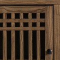 Luxusný orientálny obdĺžnikový trojdverový príborník Verdy s čiernou matnou kovovou konštrukciou  z brestového dreva v hnedej medovej farbe