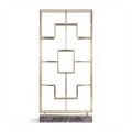 Luxusný art deco regál Pius s kovovou konštrukciou v zlatej farbe a mramorovou podstavou 230 cm