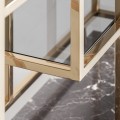 Luxusný art deco regál Pius s kovovou konštrukciou v zlatej farbe a mramorovou podstavou 230 cm