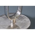 Art deco okrúhly strieborný kovový príručný stolík Zendy s glamour nádychom 60 cm