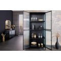 Moderná industriálna štvordverová čierna vitrína Industria Durante s kovovou konštrukciou a výplňou z rebrovaného skla 180 cm