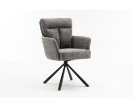 Dizajnová retro otočná stolička Dover so sivým čalúnením a opierkami na ruky 92 cm