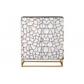 Dizajnová čierno biela art deco barová skrinka Trencadia s dvojitými dvierkami ozdobenými mozaikou 120 cm