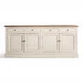 Luxusný provensálsky príborník Lisette so štyrmi dvierkami a zásuvkami s bielym zámerne zošúchaným náterom 190 cm