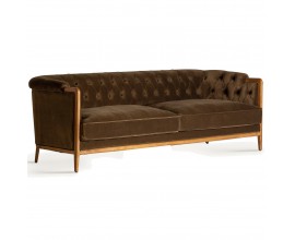 Luxusná koloniálna dvojsedačka Vienna s hnedým prešívaným čalúnením v chesterfield štýle 228 cm