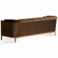 Luxusná koloniálna dvojsedačka Vienna s hnedým prešívaným čalúnením v chesterfield štýle 228 cm