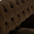 Luxusná koloniálna dvojsedačka Vienna s hnedým prešívaným čalúnením v chesterfield štýle 228 cm