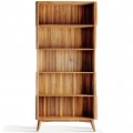 Luxusn&aacute; modern&aacute; knižnica Pliss&eacute; Nature s vyrez&aacute;van&yacute;m dr&aacute;žkovan&yacute;m reli&eacute;fom z mangov&eacute;ho dreva v svetlej hnedej farbe 210 cm