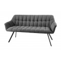 Moderná čalúnená čierna lavica Mariposa s opierkou a dekoratívnym prešívaním so štvorcovým vzorom 165 cm