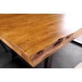 Masívny industriálny obdĺžnikový jedálenský stôl Mammut  s akáciovou vrchnou doskou v medovej hnedej farbe 200 cm
