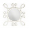Koloniálne nástenné zrkadlo M-Vintage kruhového tvaru s ornamentálnym rámom z masívu bielej farby