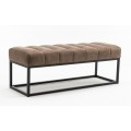 Dizajnové retro sivo hnedá lavica Taxil  s prešívanou sedacou časťou v odtieni taupe 108 cm