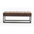 Dizajnové retro sivo hnedá lavica Taxil  s prešívanou sedacou časťou v odtieni taupe 108 cm
