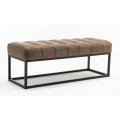 Dizajnové retro sivo hnedá lavica Taxil  s prešívanou sedacou časťou v odtieni taupe 108 cm