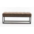 Dizajnové retro sivo hnedá lavica Taxil  s prešívanou sedacou časťou v odtieni taupe 108 cm