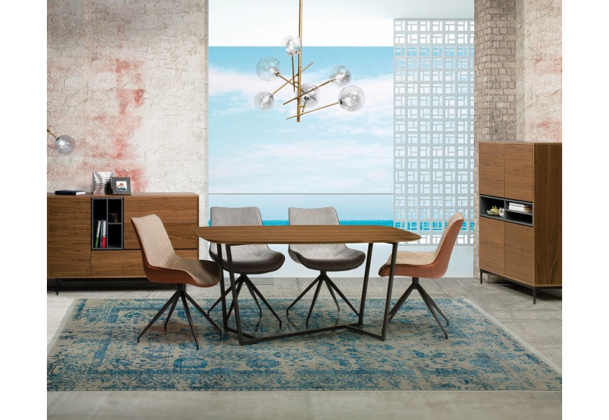 Moderná škandinávska jedálenská zostava Vidar z orechového dreva v tmavej hnedej farbe