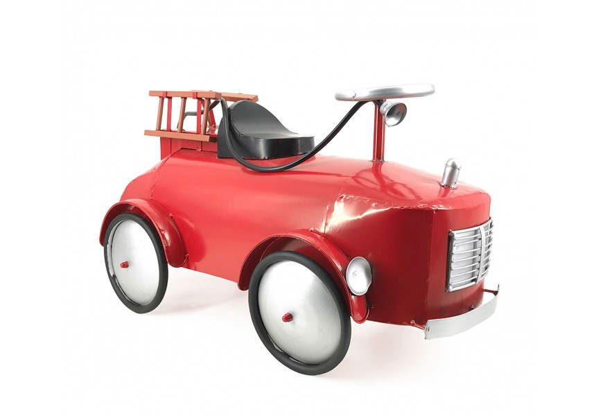 Dizajnová červená retro dekorácia Coche v tvare hasičského auta 72 cm