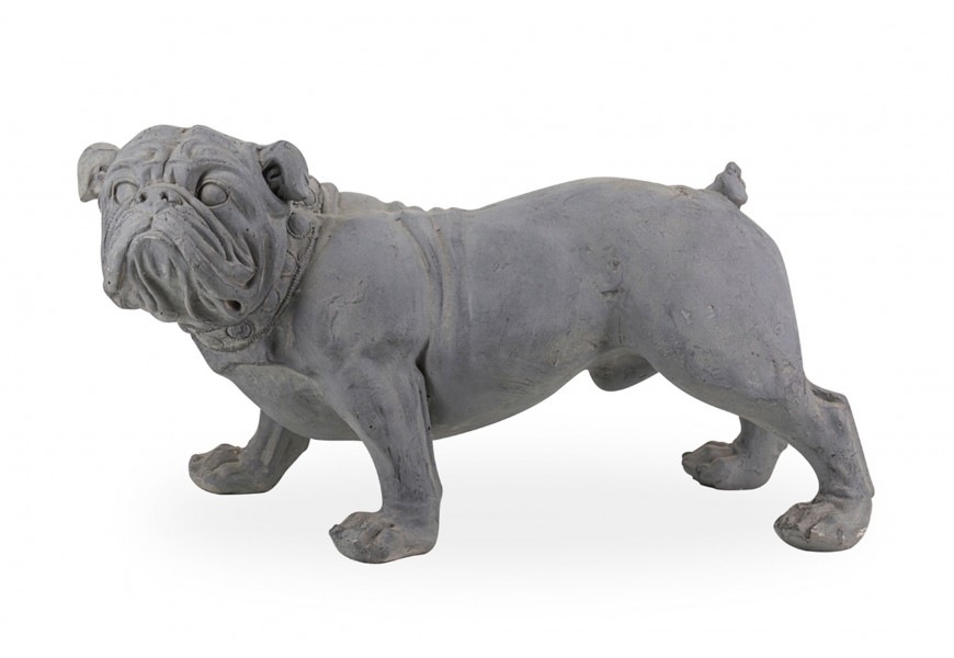 Moderná dizajnová dekoratívna soška Spike v tvare buldoga v sivej farbe 73 cm