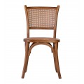 Dizajnová hnedá etno jedálenská stolička Davao s rámom z dubového dreva a ratanovým výpletom 89 cm