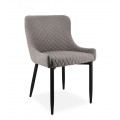 Štýlová jedálenská stolička Gardy s dizajnovým čalúneným poťahom s prešívaním s kosoštvorcovými vzormi pripomínajúcimi diamanty v sivej farbe s čiernymi kovovými nožičkami