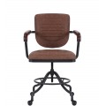 Industriálna kožená otočná výškovo nastaviteľná kancelárska stolička Lawrence s hnedým poťahom z ekokože na kolieskach 58 cm