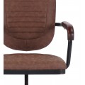 Industriálna kožená otočná výškovo nastaviteľná kancelárska stolička Lawrence s hnedým poťahom z ekokože na kolieskach 58 cm