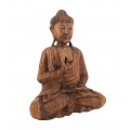 Štýlová dekorácia Budha v etno štýe z masívneho suarového dreva v hnedej farbe s orientálnym nádychom