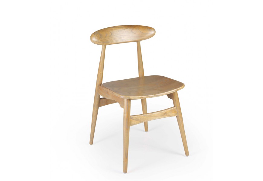 Moderná škandinávska jedálenská stolička Sika z masívneho dreva sungkai v svetlej hnedej farbe s oválnou opierkou na chrbát