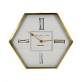 Štýlové šesťuholníkové art deco nástenné hodiny Hex so zlatým rámom s glamour nádychom 53 cm 