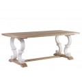 Luxusný rustikálny jedálenský stôl Semi z masívneho dreva v hnedej a bielej farbe s provensalským nádychom 195 cm
