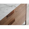 Luxusná moderná komoda Forma Moderna z hnedého orechového dreva s vrchnou doskou s dizajnom kalkatského mramoru 120 cm