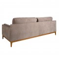 Luxusná moderná trojsedačka Vita Naturale s retro nádychom s textilným poťahom v hnedo sivej farbe a drevenými nožičkami 240 cm