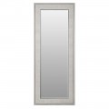 Štýlové moderné obdĺžnikové zrkadlo Quadria blanca v sivej off white farbe s decentným vyrezávaním z dubového dreva
