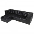 Luxusn&aacute; kožen&aacute; trojmiestna čal&uacute;nen&aacute; sedačka Noir s pre&scaron;&iacute;van&yacute;m leskl&yacute;m čiernym povrchom 240 cm