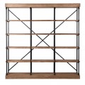 Luxusný industriálny obdĺžnikový regál Masill v rustikálnom štýle z masívneho dreva s čiernou kovovou konštrukciou 213 cm