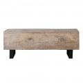 Dizajnová industriálna lavica Umberto s naturálnou hnedou sedacou časťou a čiernymi kovovými nohami 123 cm