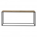 Dizajnový príručný stolík Gold Iron s obdĺžnikovou vrchnou doskou v zlatej farbe a s čiernou kovovou podstavou 100 cm