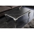 Dizajnový chromový konferenčný stolík Modern Barok s mramorovou doskou 100 cm 