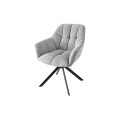 Štýlové otočné kreslo Mariposa s bouclé prešívaným poťahom sivej farbe s čiernymi matnými kovovými nožičkami a čalúnením