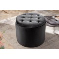 Dizajnová tmavá sivá taburetka Modern Barock okrúhleho tvaru v glamour štýle so zamatovým poťahom s úložným priestorom 50cm 