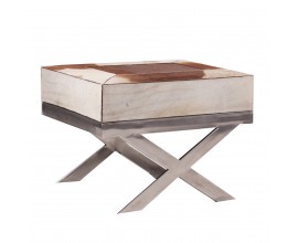 Taburetka s poťahom z kravskej kože