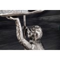Štýlový art deco strieborný príručný stolík Monkey z kovu so zvieracími motívmi v podobe listu a opice 55 cm