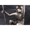 Štýlový art deco strieborný príručný stolík Monkey z kovu so zvieracími motívmi v podobe listu a opice 55 cm