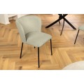 Dizajnová moderná jedálenská stolička Olive v jemnej zelenej farbe s vrúbkovaným poťahom v retro nádychu 75 cm
