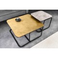 Štýlový set štvorcový industriálny konferenčných stolíkov Abim v striebornej a zlatej farbe s vintage nádychom 60 cm