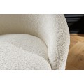 Štýlové glamour bouclé otočné kreslo Elian s bielym textilným poťahom v okrúhlom tvare 76 cm