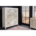 Luxusná dvojdverová orientálna masívna barová skrinka Orient v bielej farbe s florálnym vyrezávaním 140 cm