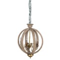 Vidiecky guľový závesný luster Globe s kovovým rámom s hnedou patinou a šiestimi sviečkovými držiakmi na žiarovky