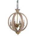 Rustikálny guľový závesný luster Globe z kovu s hnedou patinou a šiestimi držiakmi na žiarovky 70 cm